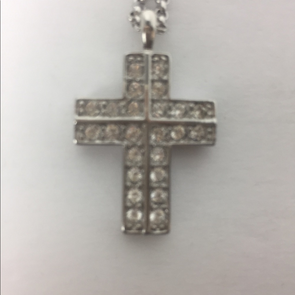 Silver Tone Rhinestone Cross - Picture 4 of 6